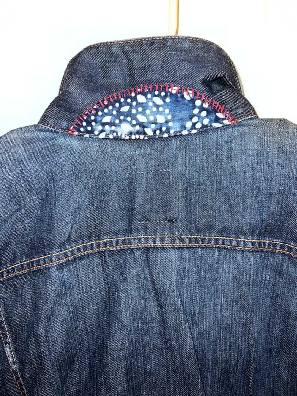EUC! Lucky Brand Indigo Blue Denim Jacket with Quilt Patch Details Size XL - Picture 11 of 11